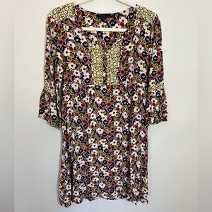 Boden Floral Bell Sleeve Boho Prairie Shift Dress Women’s Size 14
